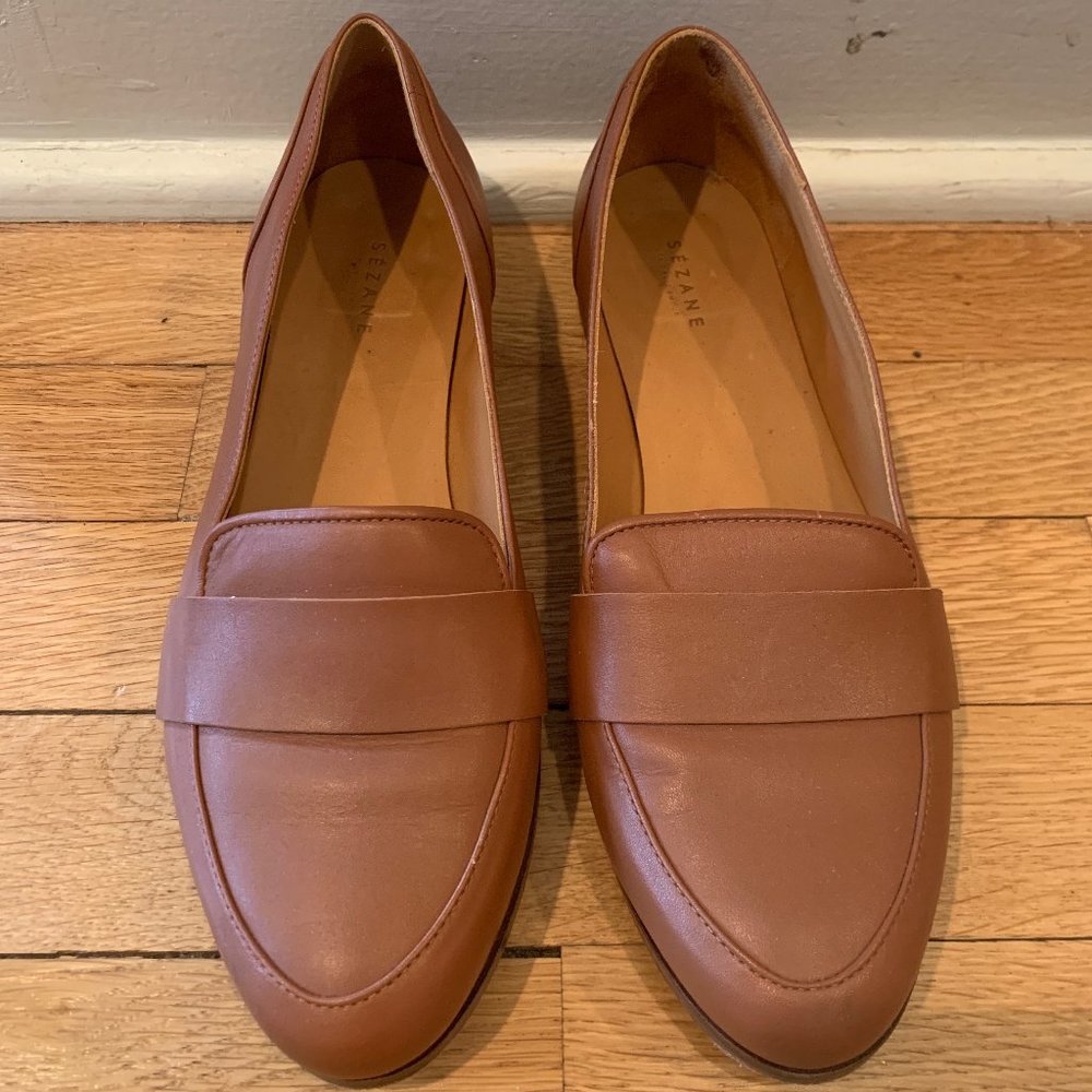 Sezane Brown Leather Loafers - Size 39